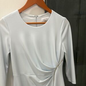 Calvin Klein White Long Sleeve Sheath Dress